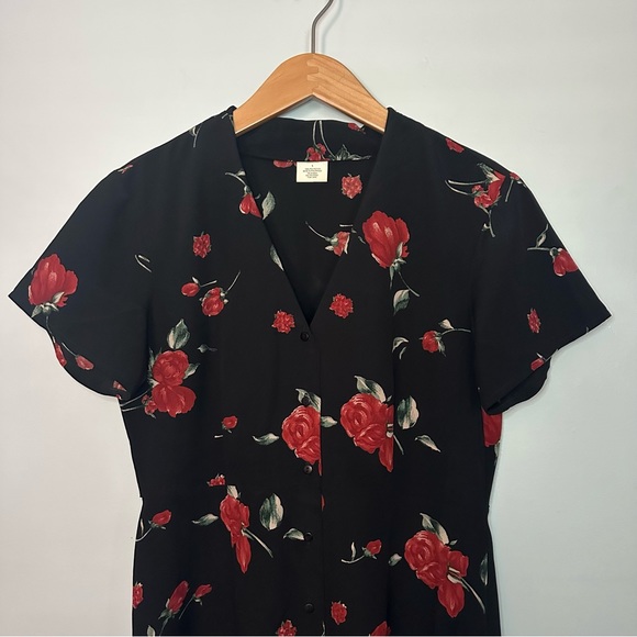 Vintage 90’S Old Navy Rose Button Up Midi Dress - Picture 5 of 6